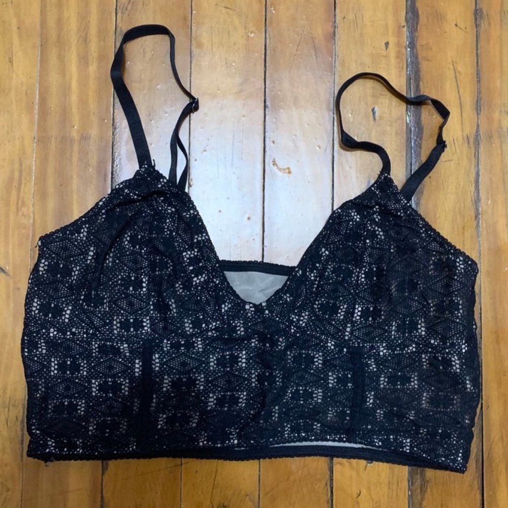 Free People Stretch Lace Long Line Crop Bralette
